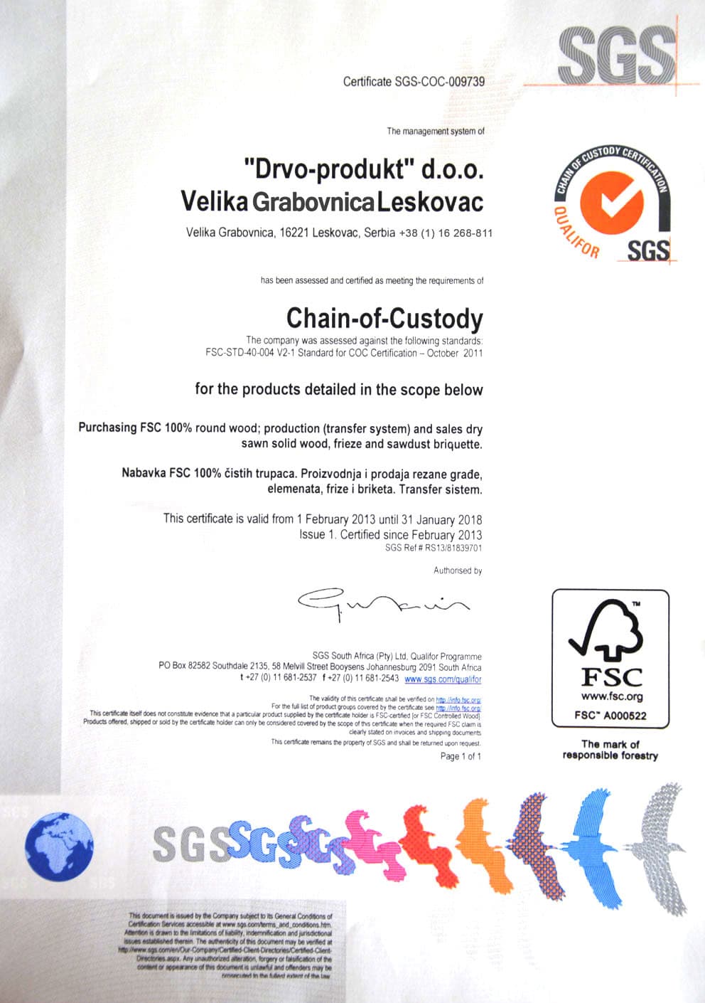 SGS Chain of Custody